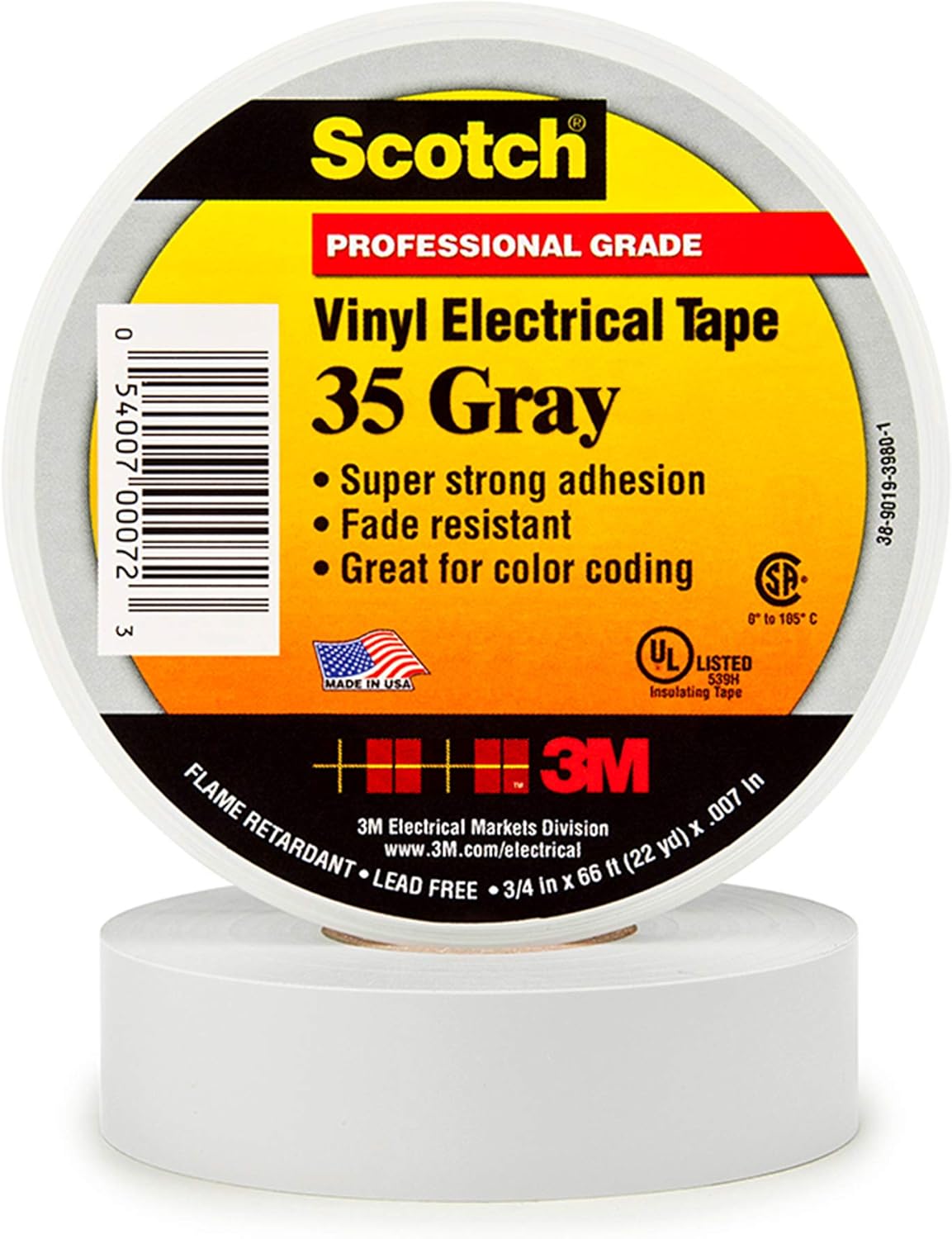 3m scotch #35 electrical tape 10836-ba-10, 3/4-inch by 66-foot